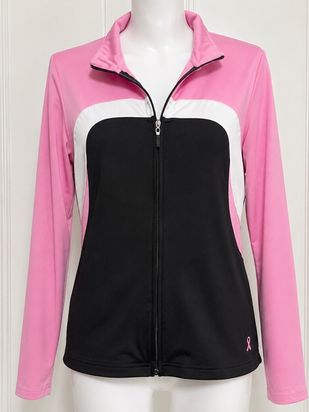 IZOD PerformX Movement Jacket XL Pink Black Full Zip Athletic Breast Cancer